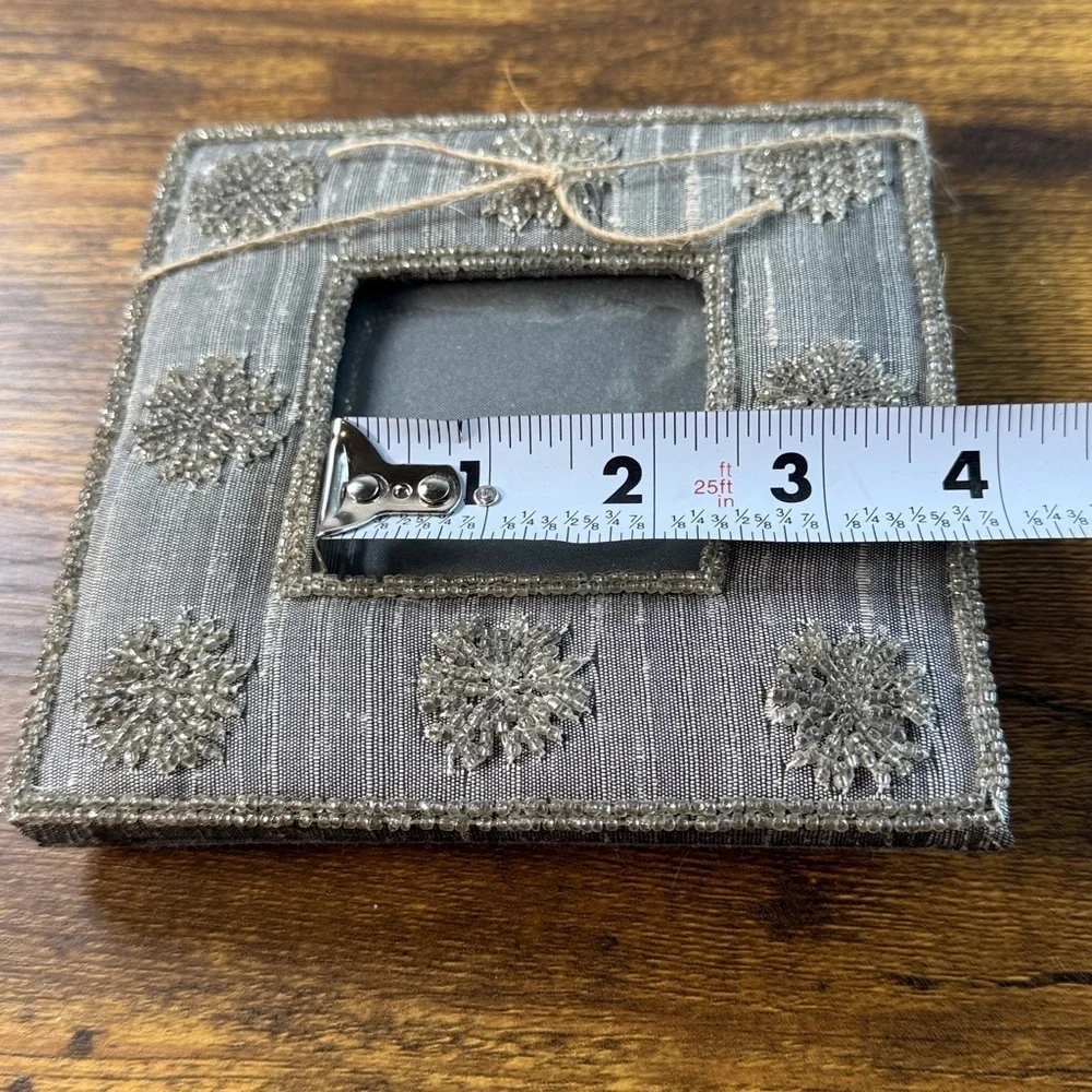 Elegant Gray Rustic Photo Frame with Floral Accents